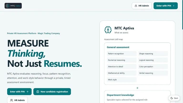 MTC Aptiva: Plattformens publika sida